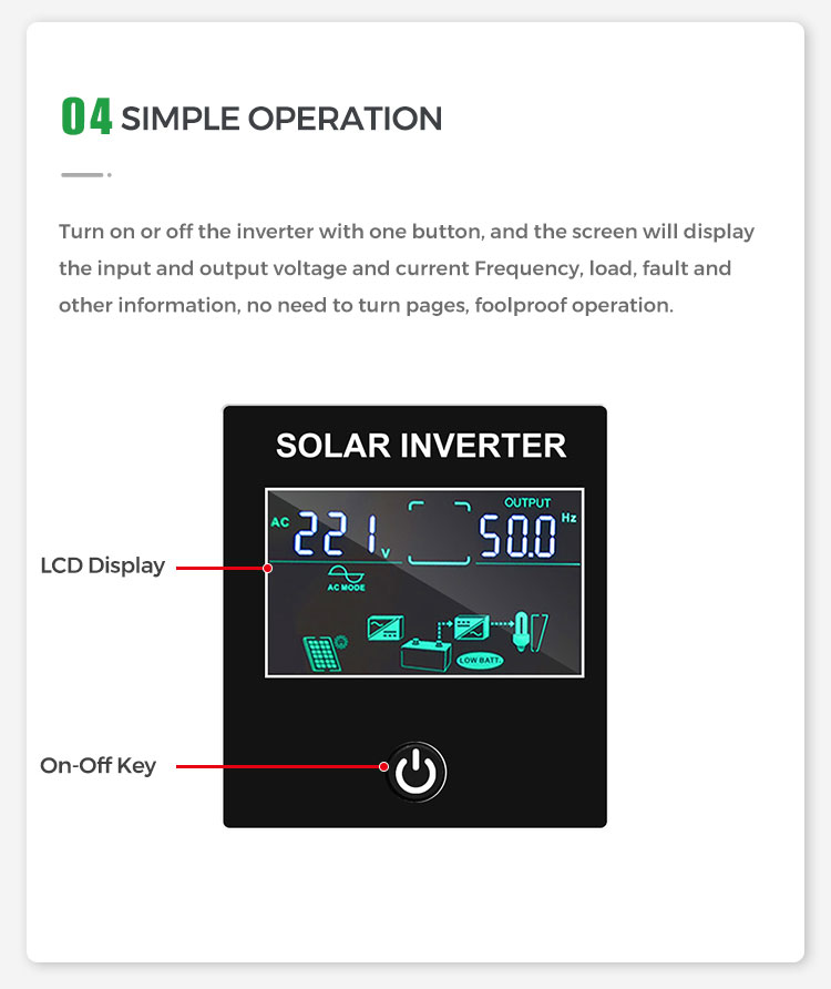 pure sine wave solar inverter has simple operation
