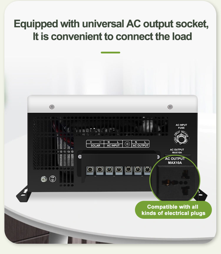 rv inverter charger with universal AC output socket