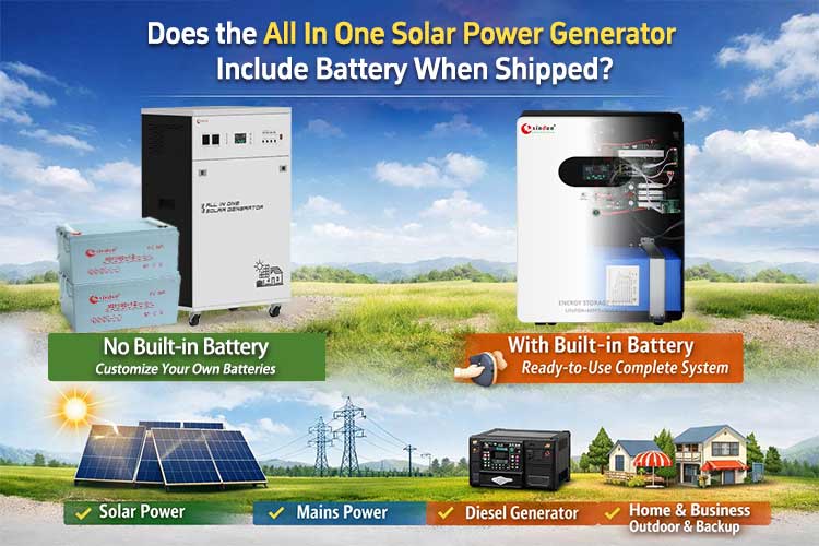Does the all in one solar power generator include battery when shipped?