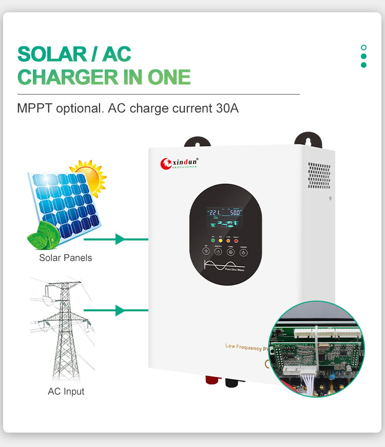 1000 watt solar hybrid inverter with solar and ac charger in one